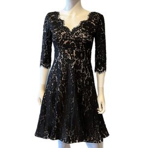 ELIZA J Illusion Black Lace Fit & Flare Dress SIZE 4